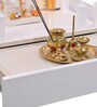 Wooden Pooja Mandir In White Colour With LED