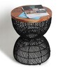 Wooden Rattan End Table In Black Finish