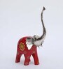 Wooden Red Multicolour Handpainted Elephant (Set Of 3) Figurine