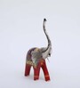 Wooden Red Handpainted Elephant (Set Of 3) Figurine