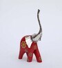 Wooden Red Multicolour Handpainted Elephant (Set Of 3) Figurine