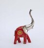 Wooden Red Multicolour Handpainted Elephant (Set Of 3) Figurine