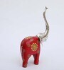 Wooden Red Multicolour Handpainted Elephant (Set Of 3) Figurine
