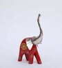 Wooden Red Multicolour Handpainted Elephant (Set Of 3) Figurine