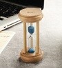 Wooden Round Blue Three Pillar 2 Minute Sand Timer Showpiece