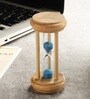 Wooden Round Blue Three Pillar 3 Minute Sand Timer Showpiece