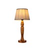 Wooden Round Brown Lamp with pleeted White Taper soft Shade