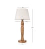 Wooden Round Brown Lamp with pleeted White Taper soft Shade