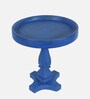 Wooden Solid Wood End Table in Dark Blue Finish