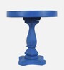 Wooden Solid Wood End Table in Dark Blue Finish