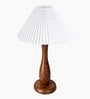 Wooden Spindle Table Lamp with Pleated Jute Shade for Living or Home Decor