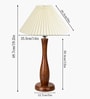 Wooden Spindle Table Lamp with Pleated Jute Shade for Living or Home Decor