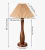 Wooden Spindle Table Lamp with Pleated Jute Shade for Living or Home Decor