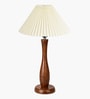Wooden Spindle Table Lamp with Pleated Jute Shade for Living or Home Decor