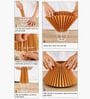 Wooden Spindle Table Lamp with Pleated Jute Shade for Living or Home Decor