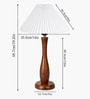 Wooden Spindle Table Lamp with Pleated Jute Shade for Living or Home Decor