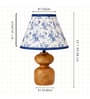 Wooden Table Lamp with Blue Floral Printed Shade