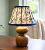 Wooden Table Lamp with Blue Floral Printed Shade