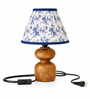 Wooden Table Lamp with Blue Floral Printed Shade
