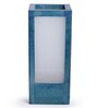 Angular Berry Blue Glass Shade Table Lamp With Wood & Glass Base