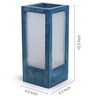 Angular Berry Blue Glass Shade Table Lamp With Wood & Glass Base