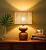 Wooden Table Lamp with Natural Thread Drum Shade