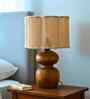 Wooden Table Lamp with Natural Thread Drum Shade