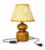 Wooden Table Lamp with Pleated Fabric Shade