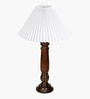 Wooden Table Lamp with Pleated Shade for Bedside & Home D cor