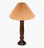 Wooden Table Lamp with Pleated Shade for Bedside & Home D cor