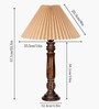 Wooden Table Lamp with Pleated Shade for Bedside & Home D cor