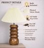 Wooden Totem Table Lamp with Pleated Shade for Living room and study lamp