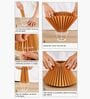 Wooden Totem Table Lamp with Pleated Shade for Living room and study lamp