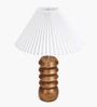 Wooden Totem Table Lamp with Pleated Shade for Living room and study lamp