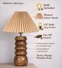 Wooden Totem Table Lamp with Pleated Shade for Living room and study lamp