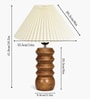 Wooden Totem Table Lamp with Pleated Shade for Living room and study lamp