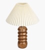 Wooden Totem Table Lamp with Pleated Shade for Living room and study lamp
