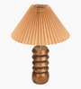 Wooden Totem Table Lamp with Pleated Shade for Living room and study lamp