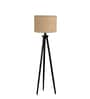 Wooden Tripod Floor Lamp With Beige Jute Drum Shade