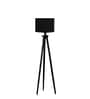 Wooden Tripod Floor Lamp With Black Cotton Drum Shade