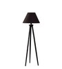 Wooden Tripod Floor Lamp With Black Cotton Drum Shade
