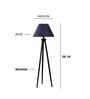 Wooden Tripod Floor Lamp With Blue Cotton Drum Shade