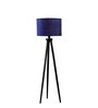 Wooden Tripod Floor Lamp With Blue Jute Drum Shade