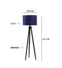 Wooden Tripod Floor Lamp With Blue Jute Drum Shade