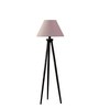 Wooden Tripod Floor Lamp With Grey Cotton Drum Shade