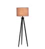 Wooden Tripod Floor Lamp With Grey Cotton Drum Shade