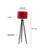 Wooden Tripod Floor Lamp With Maroon Jute Cotton Drum Shade