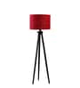 Wooden Tripod Floor Lamp With Maroon Jute Cotton Drum Shade