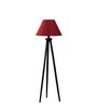 Wooden Tripod Floor Lamp With Maroon Jute Drum Shade