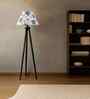Wooden Tripod Floor Lamp With Multicolor Cotton Drum Shade